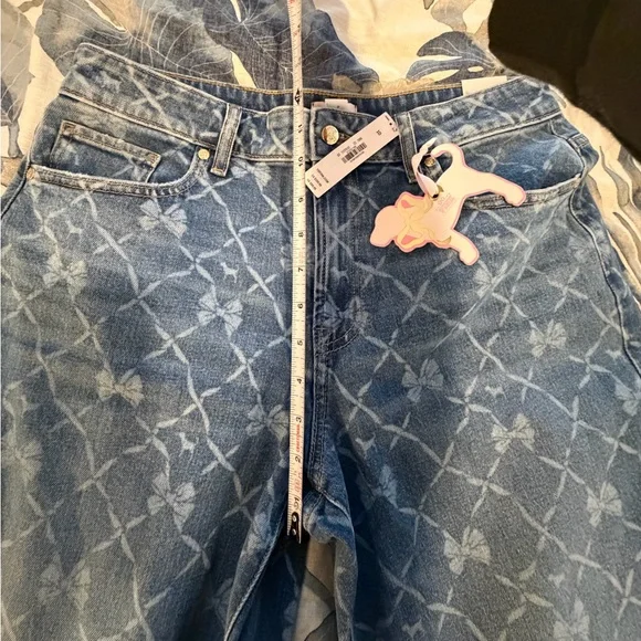*NWT* VS PINK x LoveShackFancy Denim Baggy High Rise Jeans - bow print - Picture 10 of 11